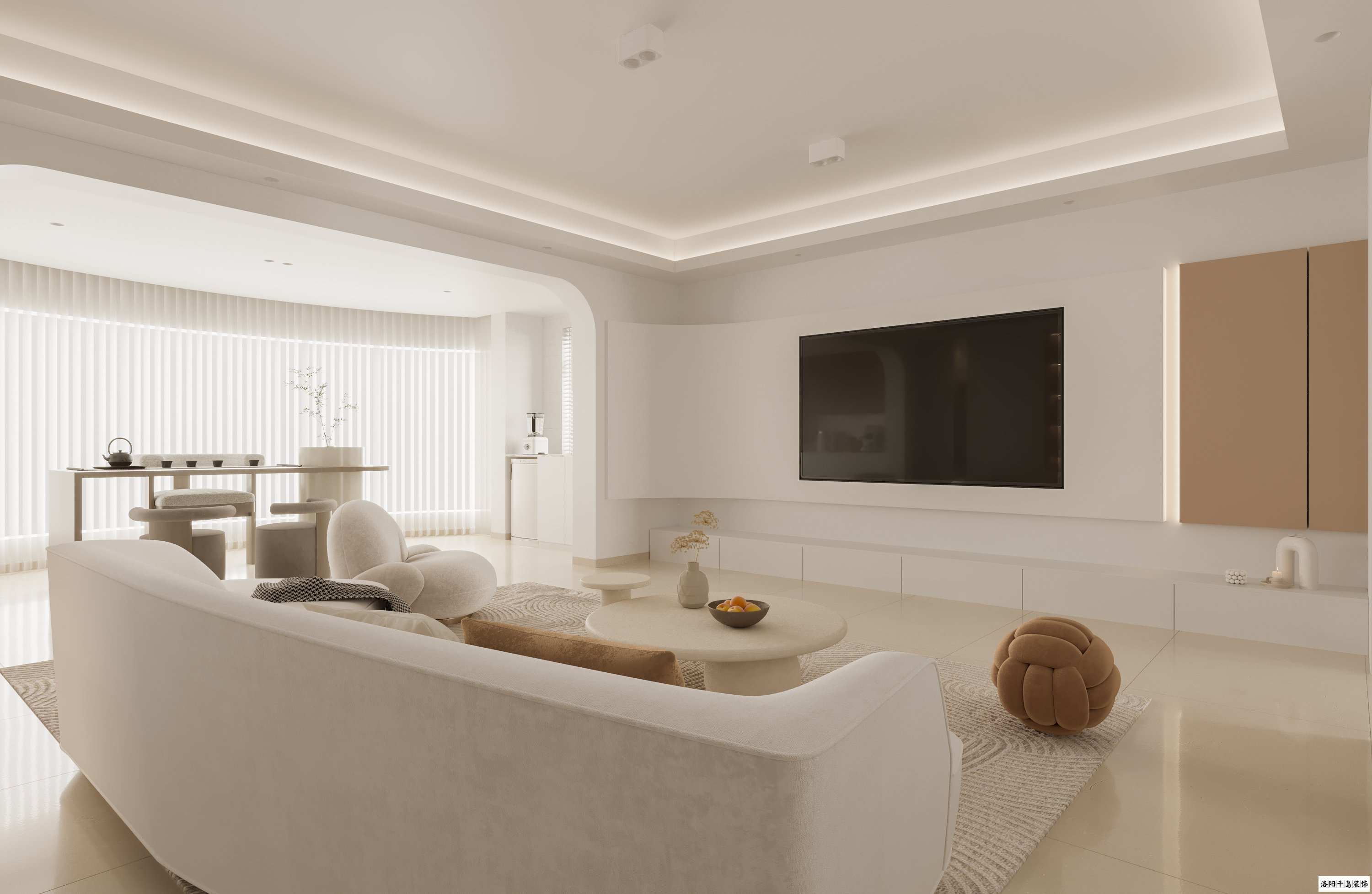 奶油風(fēng)客廳裝修案例